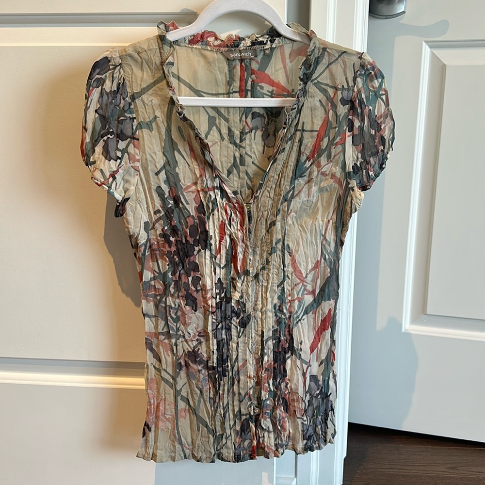 Sandwich Button Blouse Sz 38/S